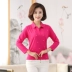 Quần áo mùa thu ở phụ nữ cotton cao cấp Áo thun dài tay cỡ lớn cho mẹ tải 40-50 tuổi áo sơ mi cotton cỡ lớn áo kiểu nữ trung niên Phụ nữ cao cấp