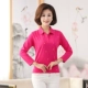 Quần áo mùa thu ở phụ nữ cotton cao cấp Áo thun dài tay cỡ lớn cho mẹ tải 40-50 tuổi áo sơ mi cotton cỡ lớn áo kiểu nữ trung niên