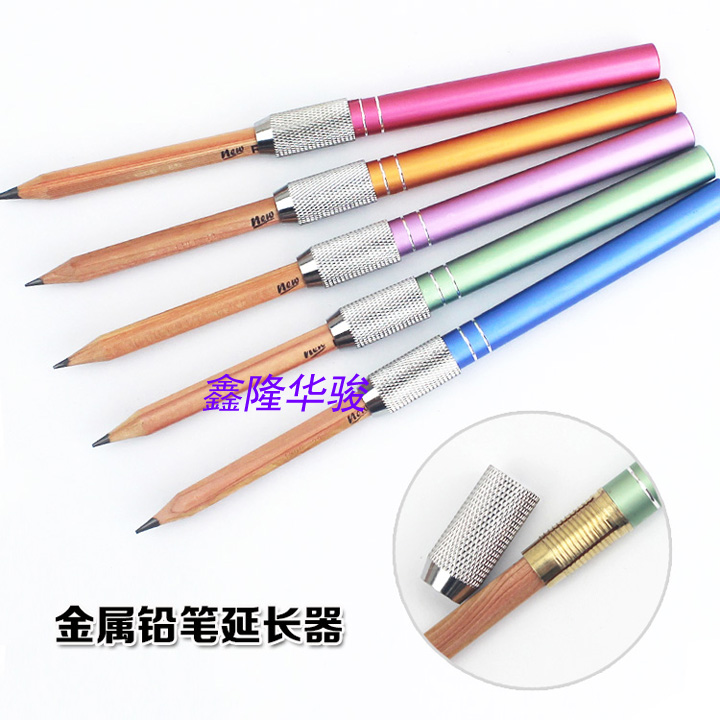 3 single-head metal aluminium rods pencil extender pen cap lengthened device pen holder rotary