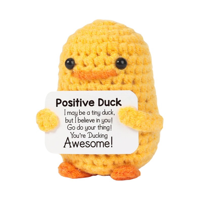 Positiveduck Hand-Crocheted Little Yellow Duck, Cute and Positive Emoticon, Little Duck Yarn Doll Finished Product