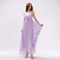 MOODxMIURA purple sequin spliced chiffon bow suspender long dress with irregular hem for women 25