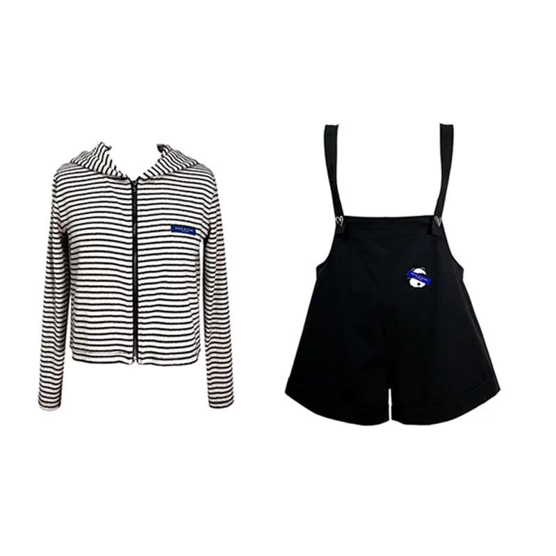 Black hoody, summer overall, set