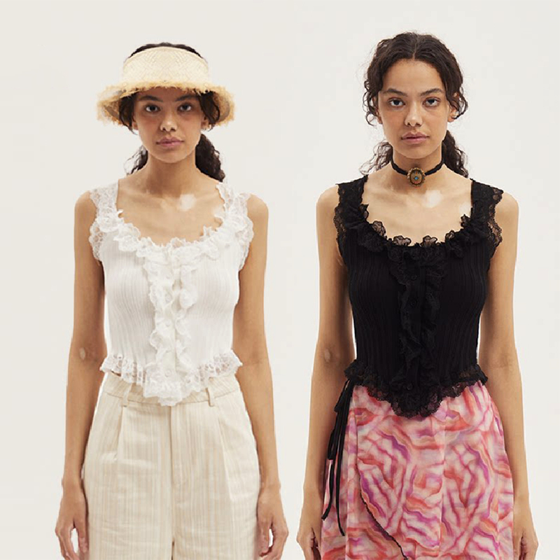 [in Stock/Cai Yilin's Same Style] Palavas Ballet-Style Lace Camisole Pure Desire Tank Top for Women Summer