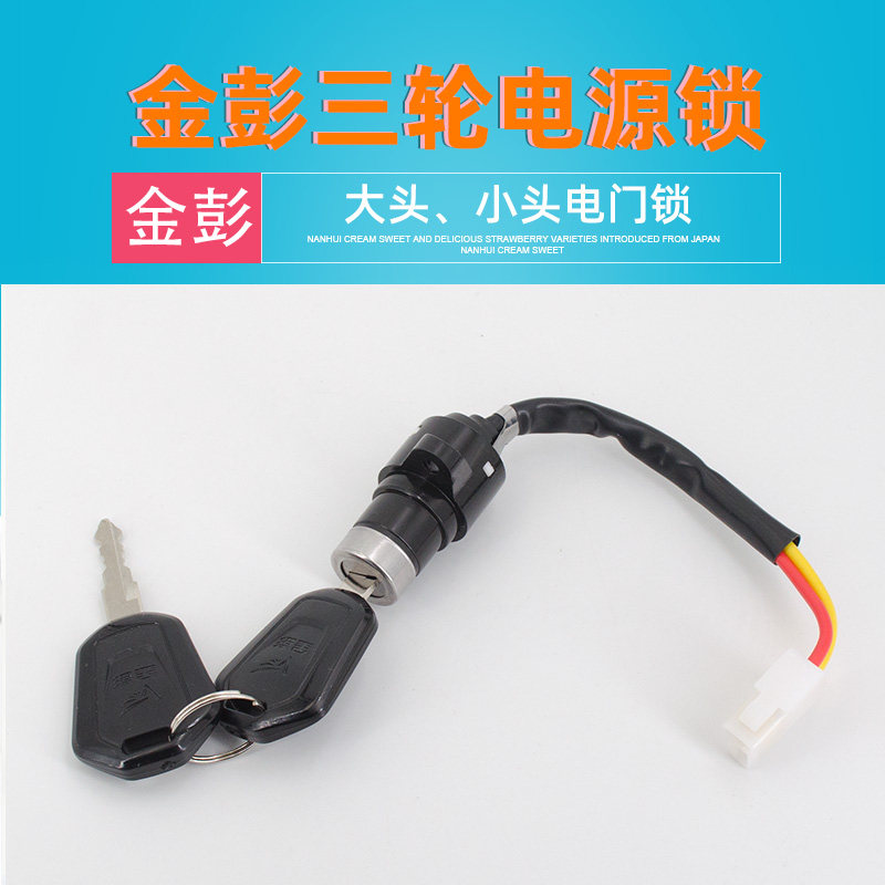 Gold Pen Electric Tricycle Power Lock Two Wire Size Head Lock Electric Door Lock Ignition Switch Key Power Supply Universal Lock-Taobao
