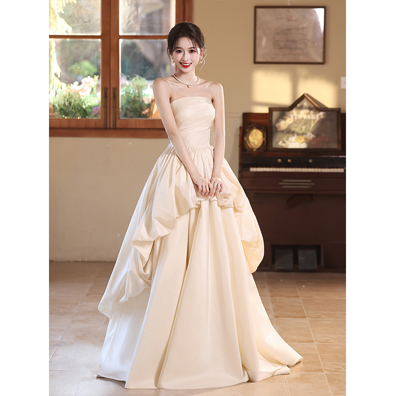 Strapless Taffeta Light Wedding Dress 2026 New Bridal Wedding Engagement Design Evening Dress Outdoor Wedding Dress Fairy Style Strapless Taffeta Light Wedding Dress 2026 New Bridal Wedding Engagement Design Evening Dress Outdoor Wedding Dress Fairy Style