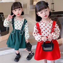 Baby Girl Strap Skirt Set Spring Dress Girl 2022 New Korean Edition Dress Foreign Gas Skirt Internet Red Childrens Clothing Tide