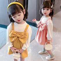 Baby girl spring dress girl set net red bow skirt two-piece set of little girl foreign style childrens dress