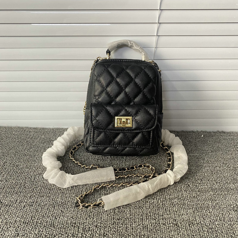 【First Layer Cowhide】Versatile Little Chanel Style Quilted Chain Backpack Mini Cute Single Shoulder Handbag for Women