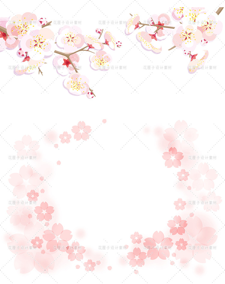日本手绘樱花素材日式和风唯美花朵平面海报设计矢量png免扣高清
