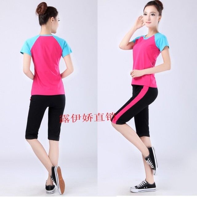 Mùa xuân và mùa hè quần áo yoga ngắn tay khiêu vũ quần áo thể thao chạy bộ thể dục phù hợp với thể dục nhịp điệu quần áo phụ nữ trang phục khiêu vũ vuông áo ngực tập gym