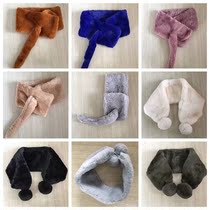 Adult children can all fall in autumn and winter multicolored warm surrounding neck pure-coloured tail fur-ball scarves recommended