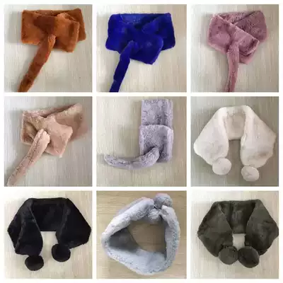 Adult children can be autumn and winter multi-color warm scarf solid color tail hair ball scarf recommended