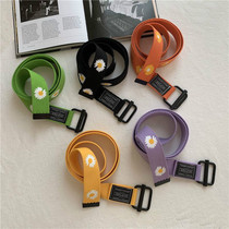 Thick buttoned headins multicolored 100 hitch small daisy printed couple canvas belts not to be exchanged