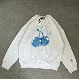 Guo Chao Goods Grey Cherry Seal Flower Circle круглый -neck Sweater W093