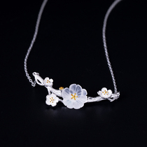 s925 silver crystal flower necklace ancient wind ornaments a set of plum retro ethnic wind pendant adult gifts to send girlfriends