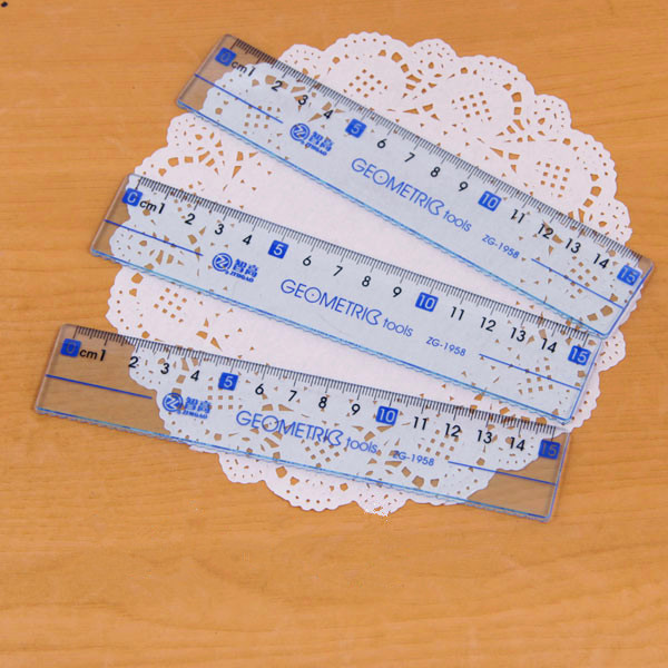 ZG - 1958 15cm students straight size scale clear transparency high and large character ribbon curve waves
