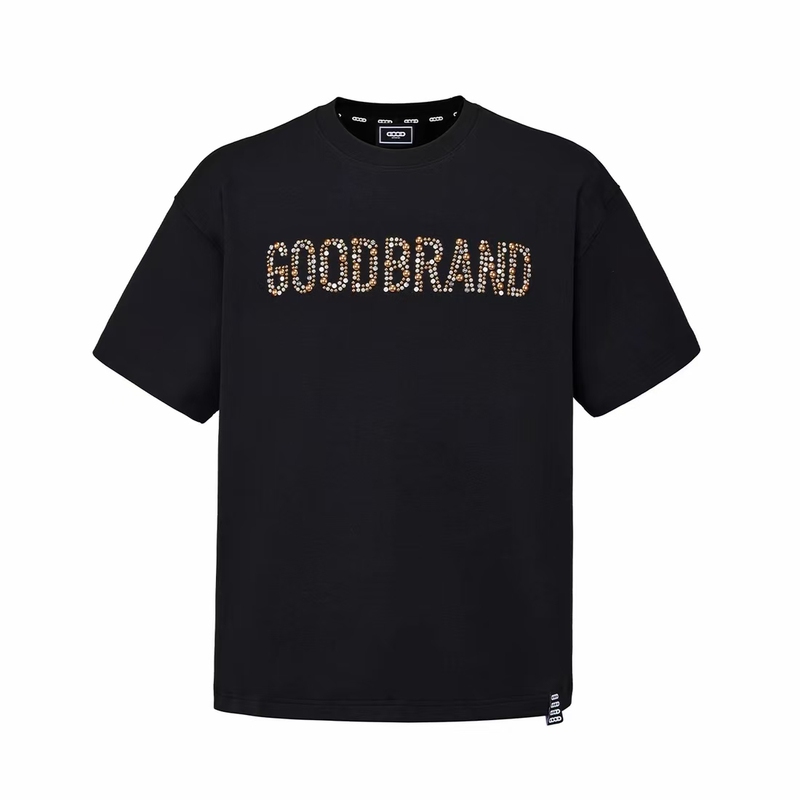Goodbrand New Letter Slogan Champagne Fragment Light Luxury Fashion High-End Short-Sleeved T-Shirt, Unisex