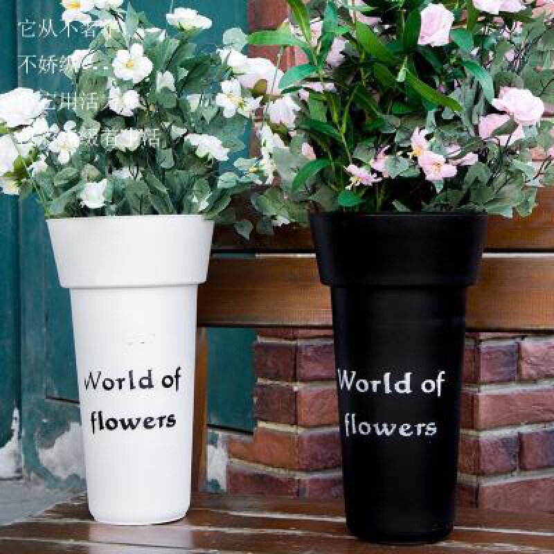 Flower Arrangement Bucket Plastic Wake-up Bucket Home Plastic Big Number Flower Shop Flower Arrangement Bucket Upscale Flower Pot Retro Flower Shop Decoration