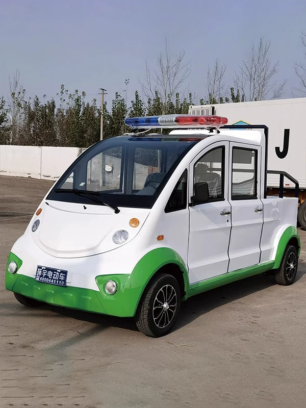 Электрический патрульный автомобиль с четырьмя колесами для охраны территории, патрульно-осмотрительная машина с кузовом, пикап-автомобиль,