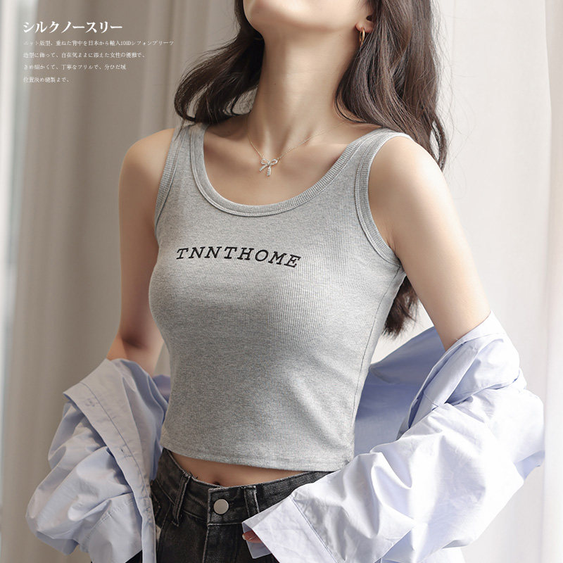 Harness Vest Woman Summer Beating Bottom Inner Lap Thread Pure Cotton Printed Broadband Design Sensation outside wearing sleeveless blouse