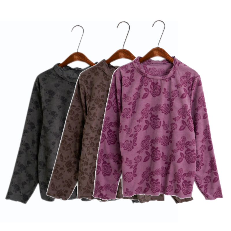Foreign trade Original single Chinese elderly printed autumn clothes lady's mother dress warm and undershirt large size for spring and autumn