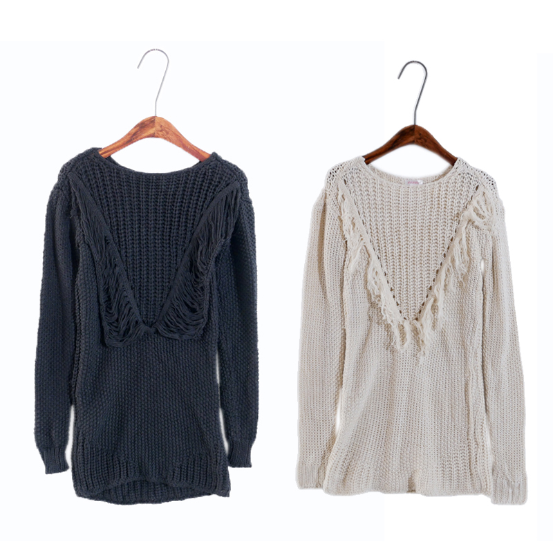 2021 autumn and winter new Korean students casual loose tassel pullover twist sweater women Joker sweater