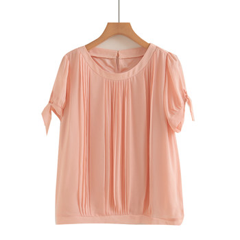 ເສື້ອຢືດແຂນສັ້ນ lace-up chiffon ສໍາລັບແມ່ຍິງ 2025 ໃໝ່ ເສື້ອຍືດຄໍສັ້ນແຂນສັ້ນ summer ເສື້ອຂະຫນາດນ້ອຍ, ຄົນອັບເດດ: ແລະ chic
