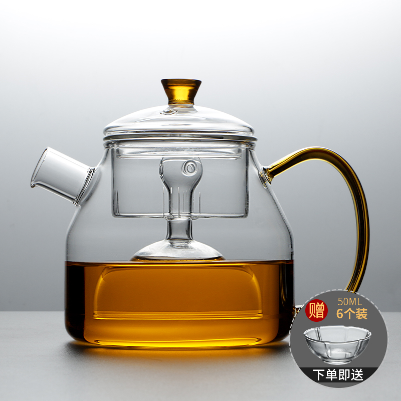 Glass tea maker thick steamed teapot with filter fully automatic home large-capacity black crystal stove teacgarit set