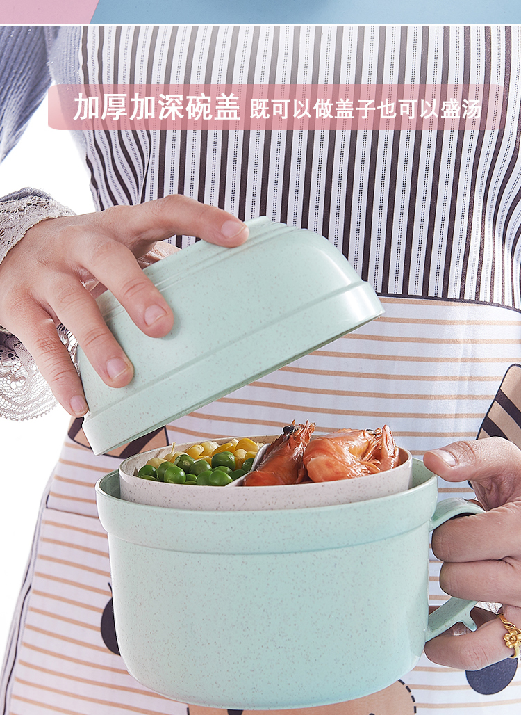 Lúa mì rơm bộ đồ ăn hộp lò vi sóng đặc biệt nhân viên văn phòng làm nóng cốc thức ăn nhanh lớn với nắp bát ăn liền - Hộp cơm điện sưởi ấm hộp cơm hâm nóng bằng điện