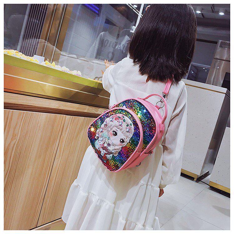 Children's bag 2019 new fashion sequins beauty explosion girl shoulder messenger bag cute girl princess multi-purpose bag