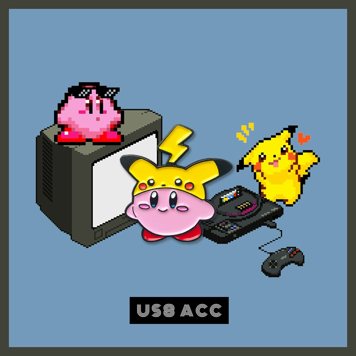 US8ACC Phụ kiện Pokémon Pikachu Thẻ sao ban đầu Trò chơi dễ thương Hoạt hình Nam và nữ Huy hiệu Trâm - Trâm cài
