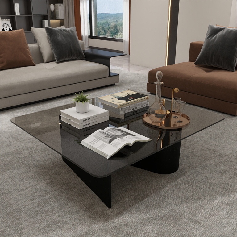 Glass Coffee Table for Living Room, New Model for Home Use, Suitable for Large and Small Apartments, Modern High-End Square Design, Minimalist Italian Style, Light Luxury