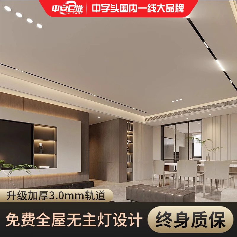 Yangwang 3.8磁気トラックライト埋め込みフルスペクトルメインライトなしリビングルームベッドルームダークインストールフレームレスラインライト