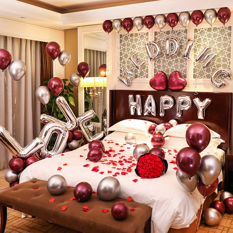 Jewel red balloon creative Net red knot wedding wedding wedding new wedding room decoration romantic macaron balloon chain