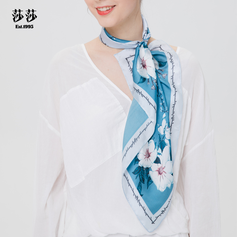 Sasha scarf hand-rolled small square scarf ladies floral satin silk scarf