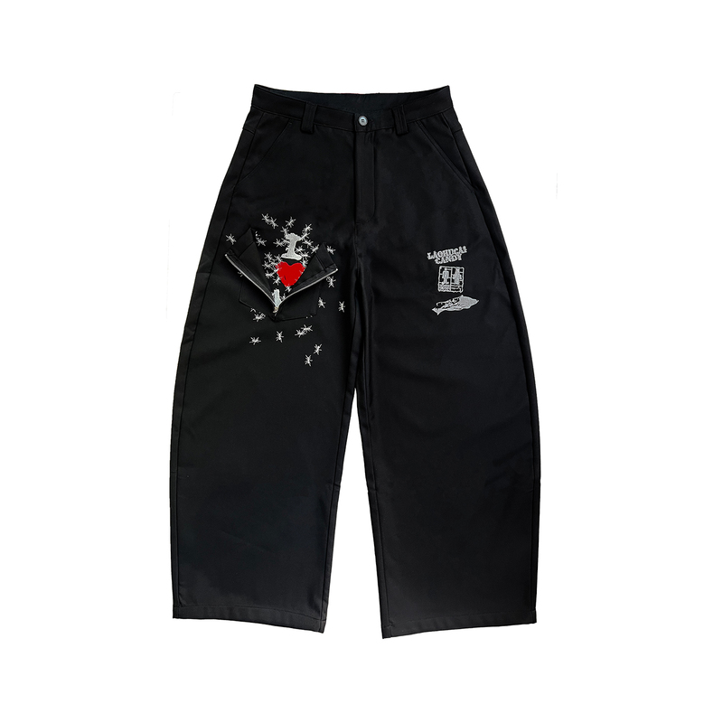 Laohucai “Candy Love” Original Embroidered Scimitar Dress Pants