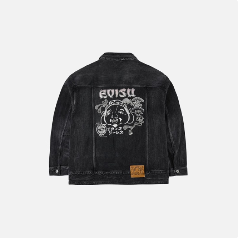 EVISU25新品男款商标刺绣国风牛仔外套