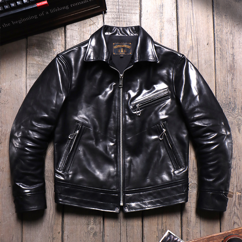 Mulholland Drive 1.5mm Vegetable-Tanned Horsehide Leather Jacket 1930 Men's Genuine Leather Jacket Wooden Box Khaki Short Style