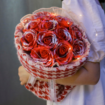 Small fragrant wind red rose bouquet for male and female friends Senior sensation birthday Gift Soap flowers Valentines Day Mothers Day
