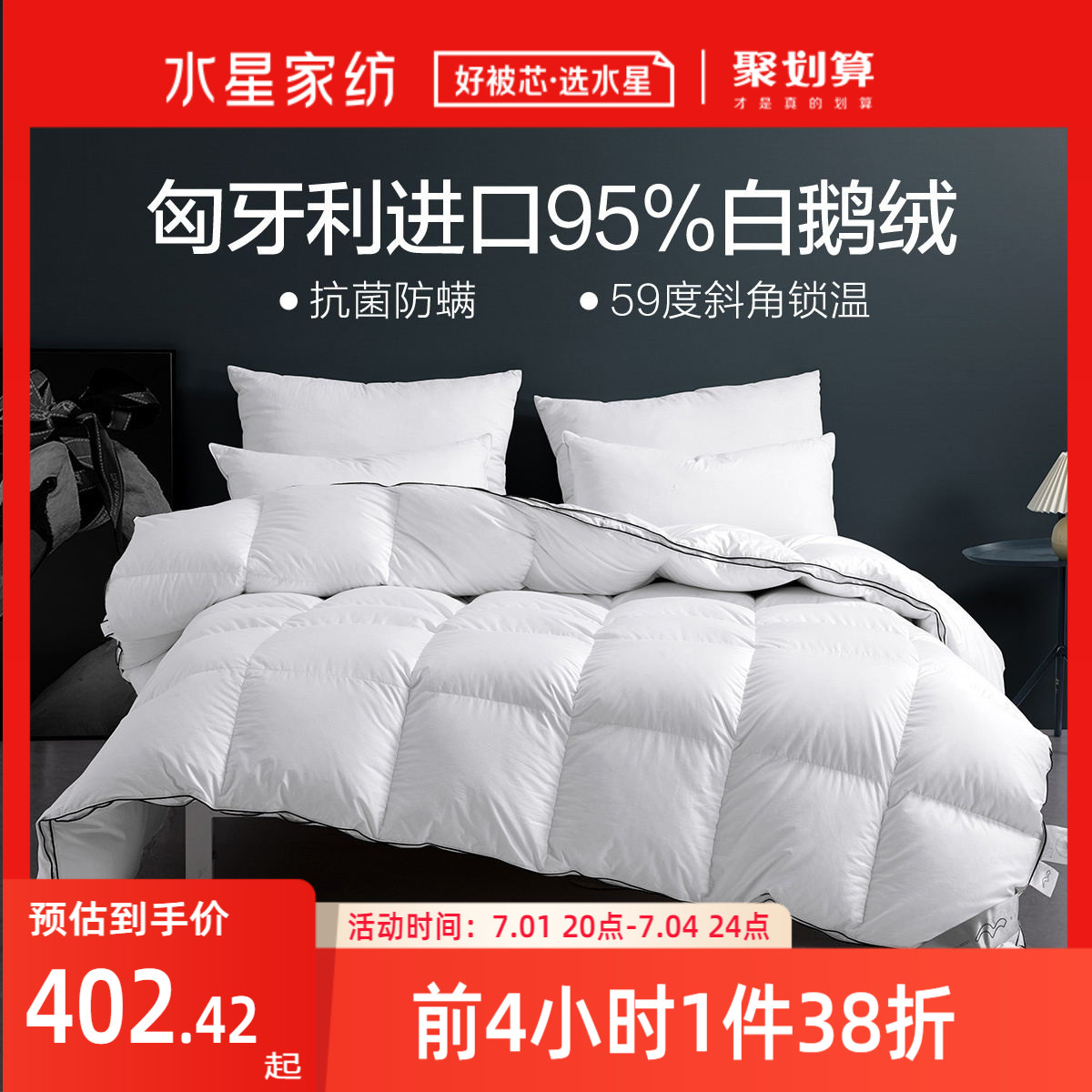 Waterstar Home Textile air conditioning by duvet 95 White goose down quilt Spring and autumn quilted by goose down by antibacterial quilt core thickened winter quilt