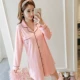 Váy ngủ mùa thu cotton tay dài mùa xuân và mùa thu áo sơ mi Hàn Quốc ve áo dài phần cotton váy pyjama váy mặc nhà dễ thương