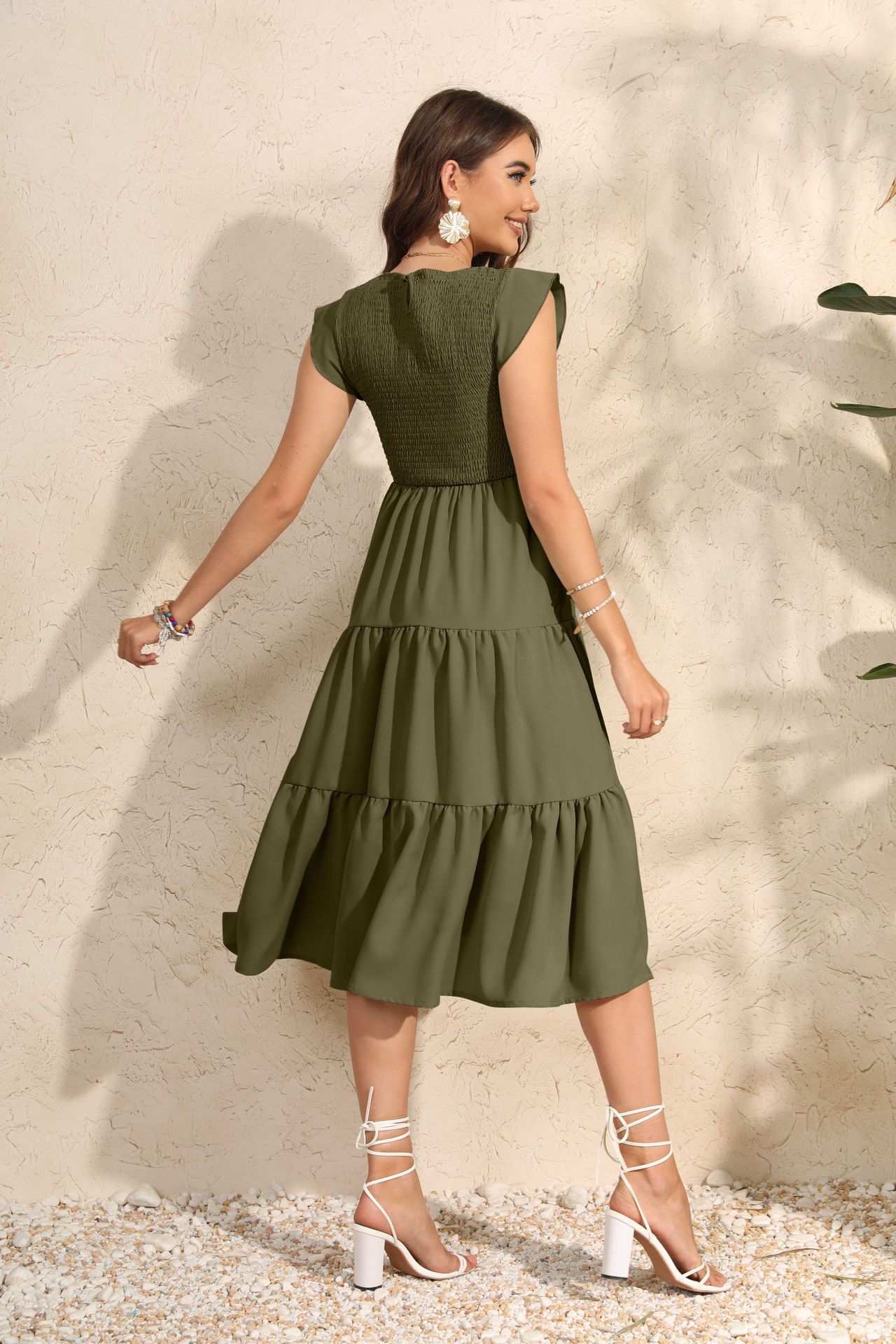 Summer Maternity Pleated Dress Sweet Flying Sleeve O-neck Pregnant Women's Chiffon Dress Plus Size Dresses Maternity Dress 18 O1CN01uZ5gJt23rZvpymVRs !!2747147309