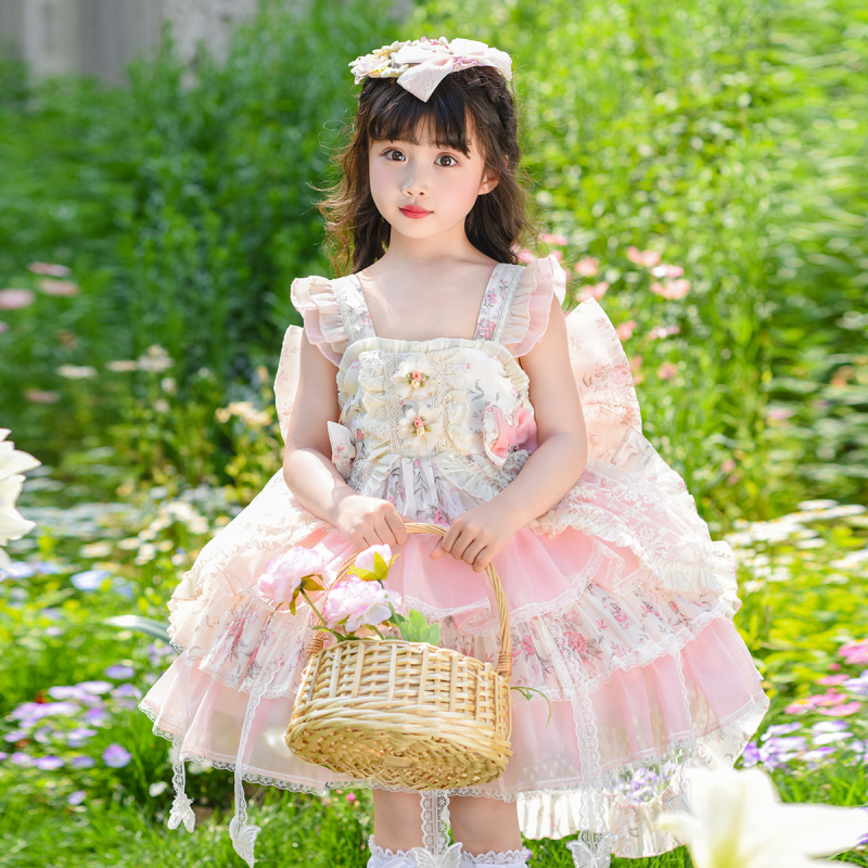 Girls' Monet Garden Lolita Birthday Party Princess Dress Stylish Little Girl Flower Girl Dress Lolita Tutu Dress