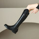 Italy Corso Venezia~Equestrian Boots, Long Boots for Women, No More Than Knee-High, Genuine Leather, Studded High-Top Riding Boots