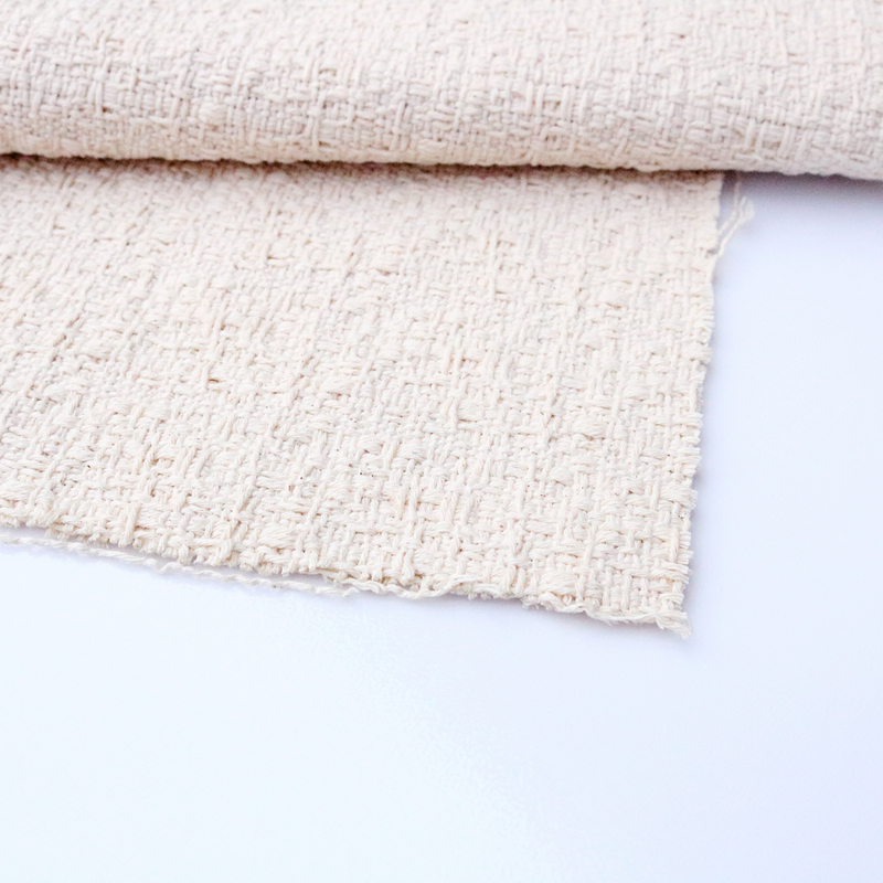 Drawn Yarn Tassel Fabric, Natural White Coarse Yarn with Raw Edges, Homemade Tea Mat Coaster Fabric, Thickened Pure Cotton Fabric