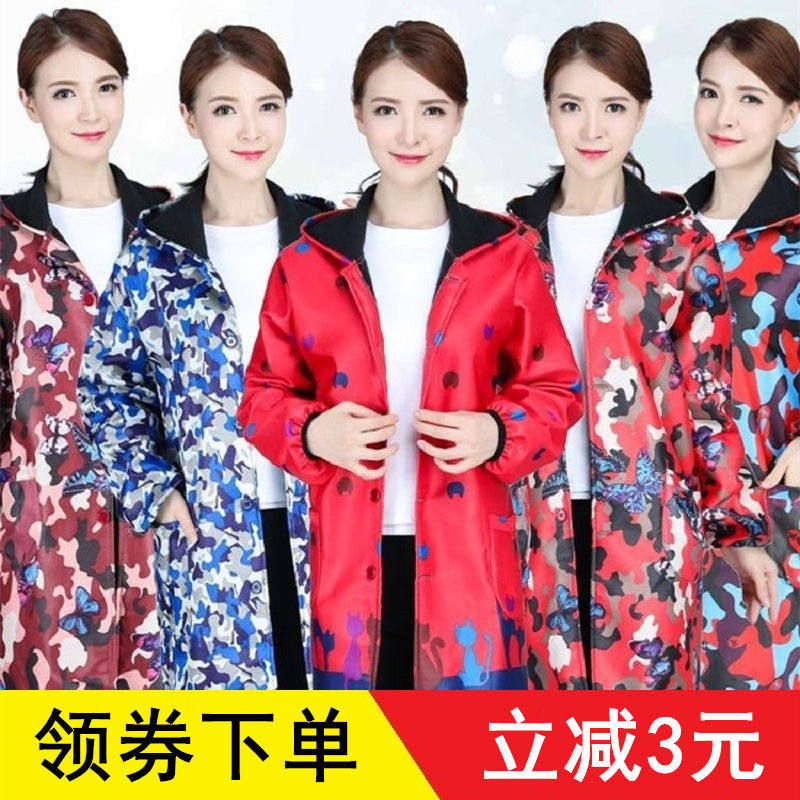 Fleece blouse adult long-sleeved waterproof apron women's kitchen work clothes oil-proof men's winter thickened work protective clothing