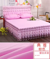Đầm ren bên giường bằng vải lụa ba mảnh công chúa gió gấp 1,8m trải giường đôi băng mùa hè - Váy Petti drap giường có viền