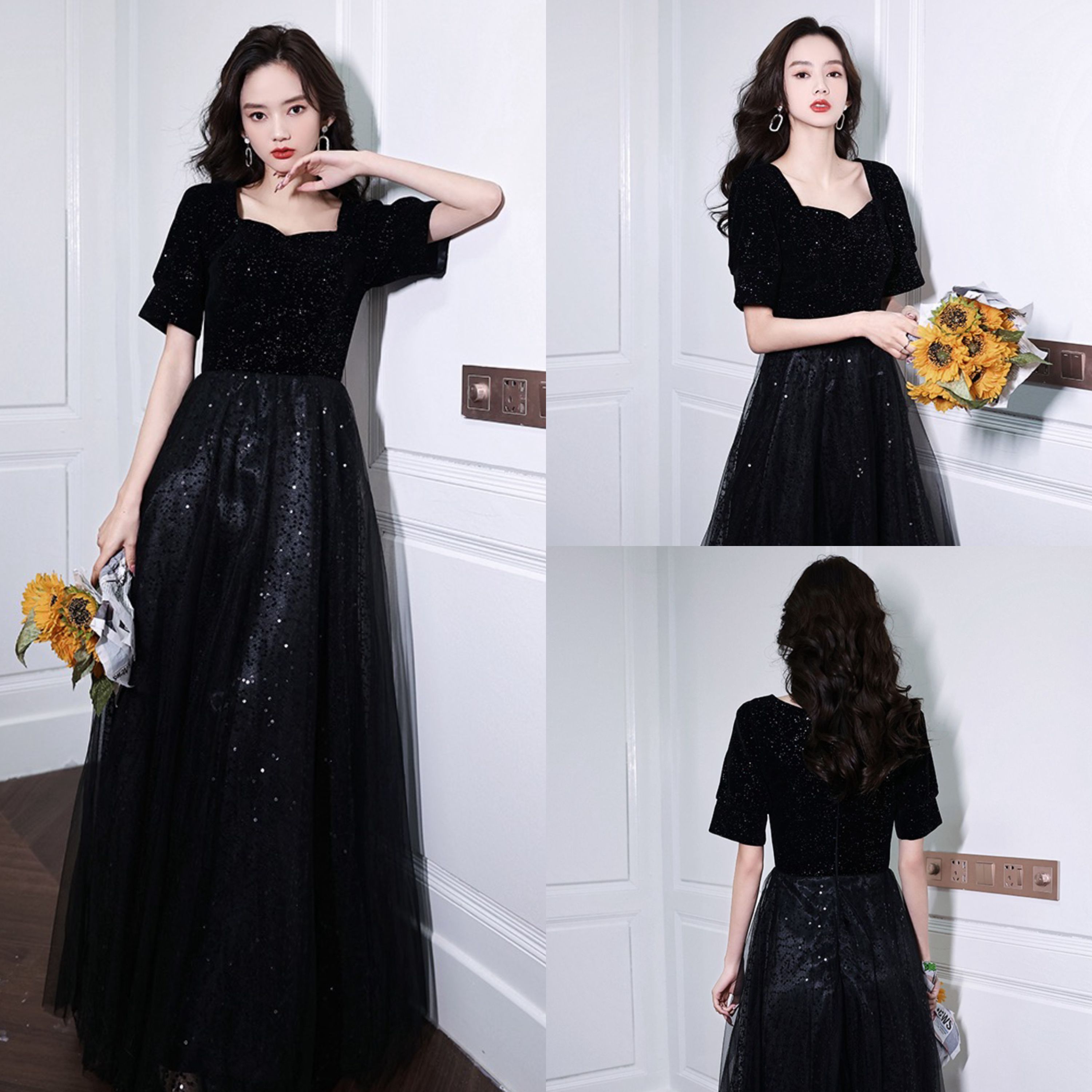  S+T-022 Black mid-sleeved clothing is about 140cm for rent   + $4.71 