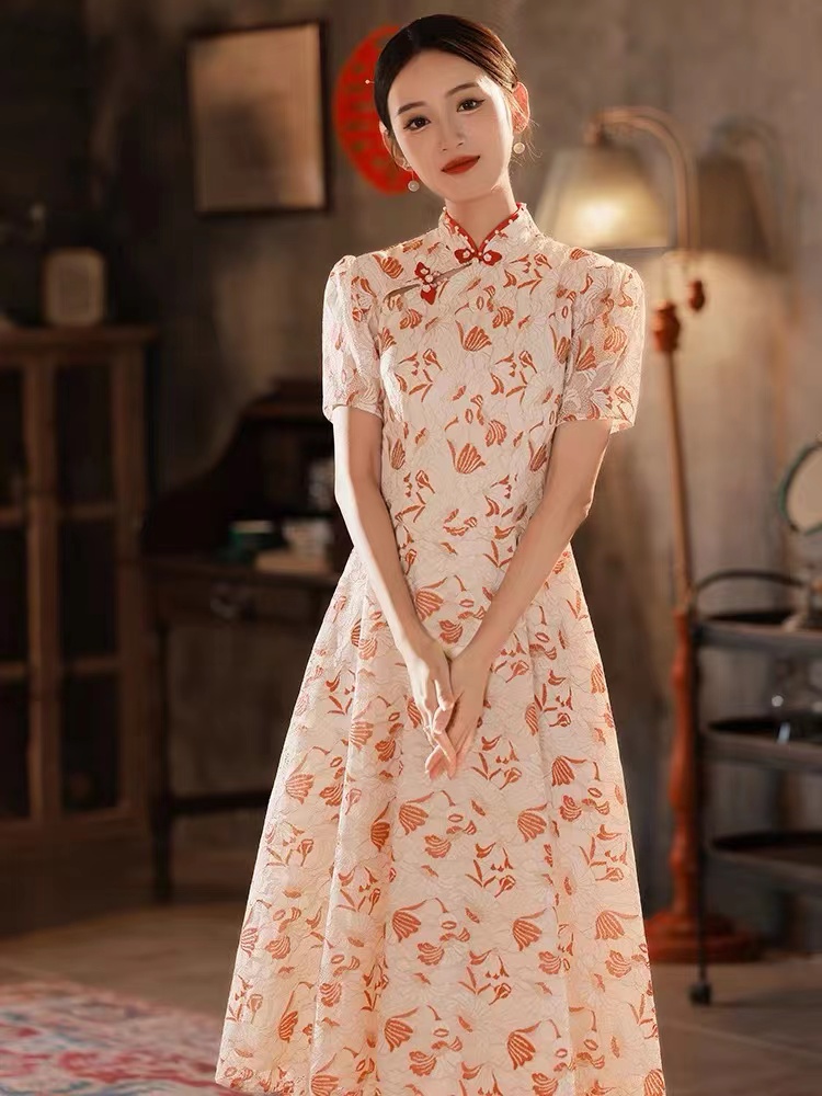  3XL+T-034 red floral clothing is about 145cm long rental rental   + $4.71 