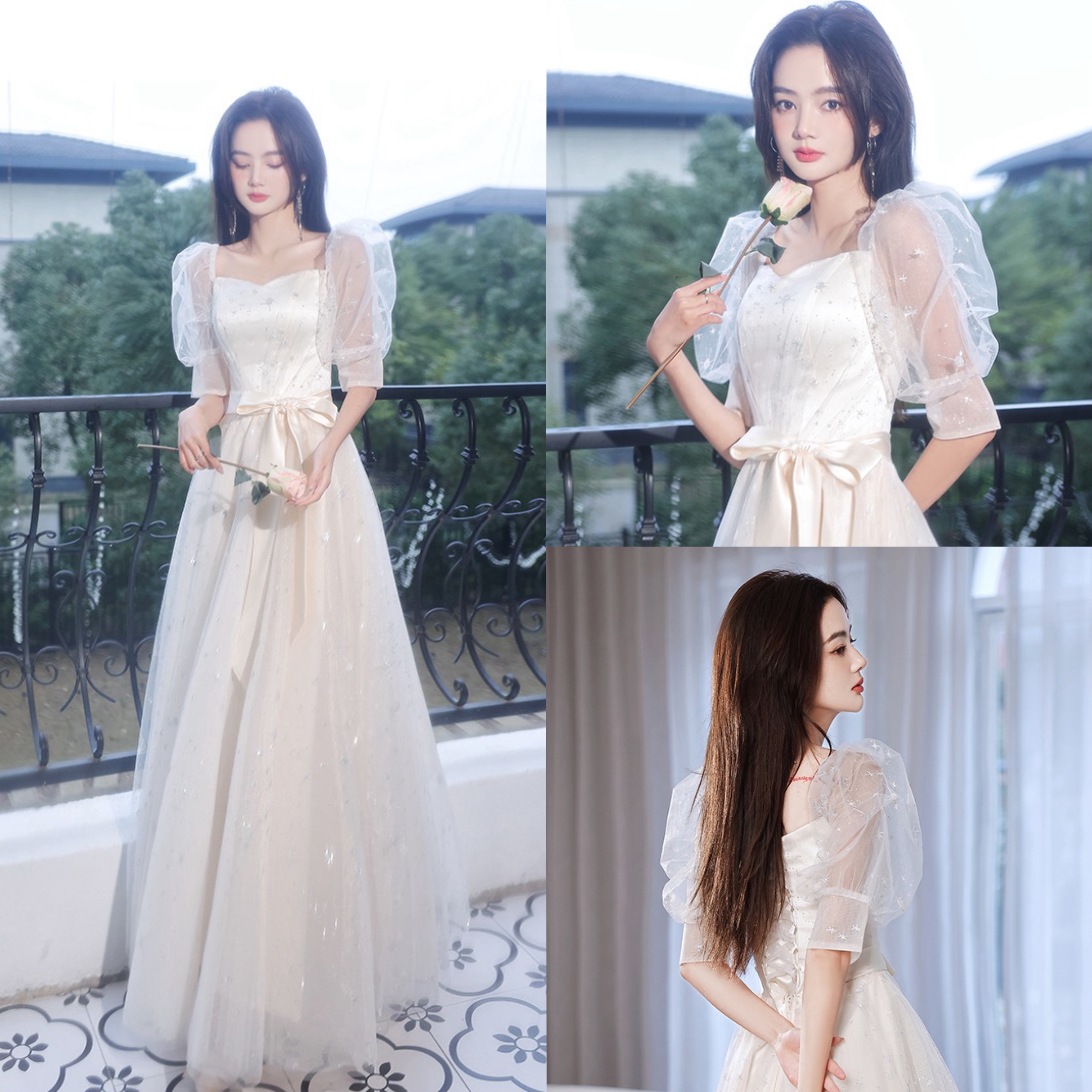  S+White, puff sleeves, 140cm   + $4.71 
